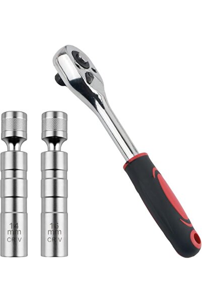 KASTWAVE 16mm+14mm Spark Plug Socket with 3/8" Ratchet Wrench,Multi-Purpose M...