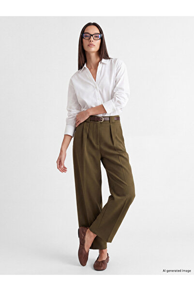 LC Waikiki Alita city: women's pleated fabric pants with belted waist – stand...