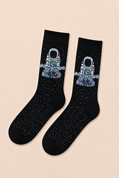 Ka Art Gallery Black Astronaut Space Patterned Unisex Socks