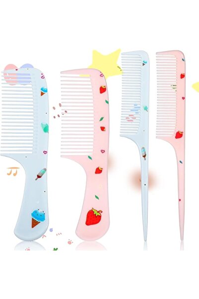 Parlberd 4 Pcs Toddler Comb Set, Mini Fine Tooth Comb and Rat Tail Comb, Cute...