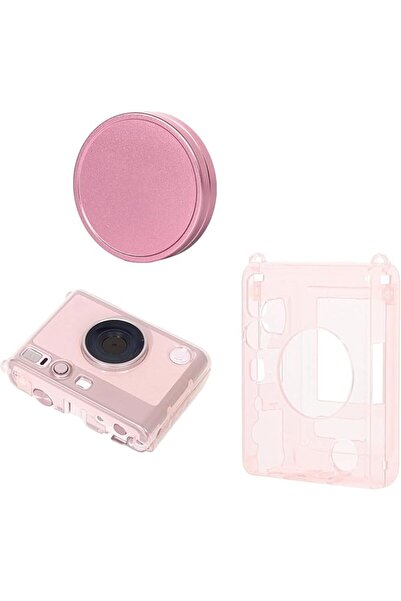 GENERAL حزمة حماية متوافقة مع كاميرا Instax mini EVO، حافظة شفافة وردية اللون...