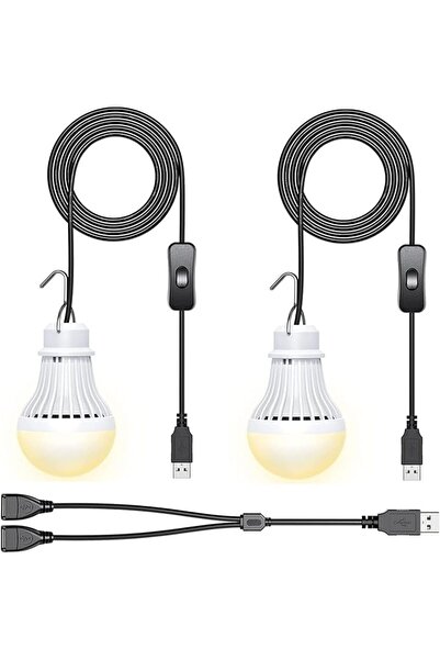 KASTWAVE 2 Pack USB Rechargeable LED Camping Lanterns with Extra-Long 8.2 ft ...