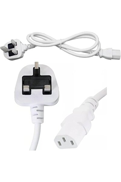 Generic 2-Pack White Kettle Lead Power Cable Set (1M & 2M) - 13A 250V UK 3-Pi...