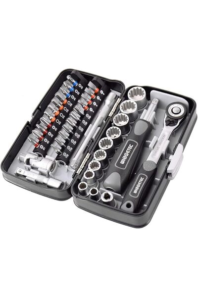 EACAM Ratchet Wrench, 38pcs Mini Ratchet Wrench Set, 1/4" Socket Screw Bits K...