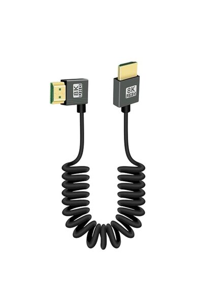 AZONEE 90 Degree 8K HDMI to HDMI Coiled Cable, Right Angle 48Gbps High Speed ...