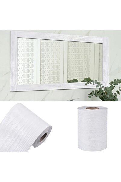 SYOSI White Wood Grain Border Wall Decor, 10m Peel & Stick Removable PVC Wate...