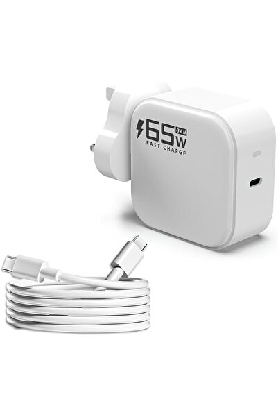 GENERAL شاحن سريع USB-C بقوة 65 واط مع كابل USB-C بطول 1 متر للهواتف وأجهزة ا...