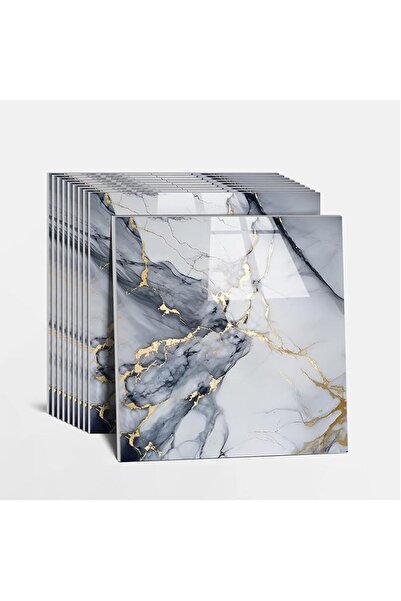AGREON Marble Peel and Stick Backsplash Tiles, White Grey Gold, PVC, 30x30cm,...