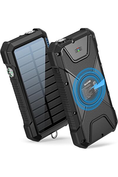 BLAVOR بنك طاقة شمسي، شحن سريع PD18W QC3.0، شاحن لاسلكي 10 واط، سعة 20000 ملل...