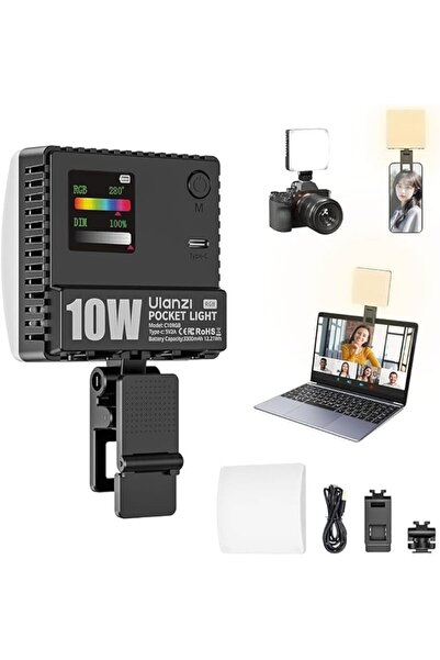 ULANZI Select ضوء فيديو يولانزي C10 RGB قابل للتثبيت على الهاتف، 10 واط، CRI≥...
