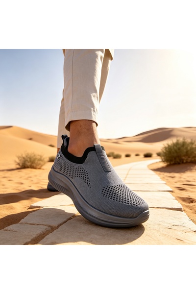 Almajeed Store أحذية رياضية رجالية من قماش شبكي بدون أربطة، نعل سميك مريح ومق...
