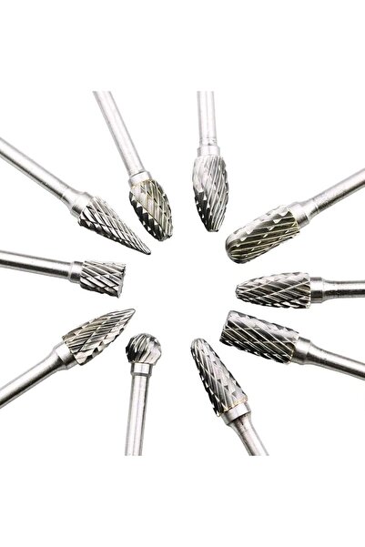 Monico Carbide Burr Set Tungsten Carbide burr drill Bit Set 10 Pcs Rotary Dou...
