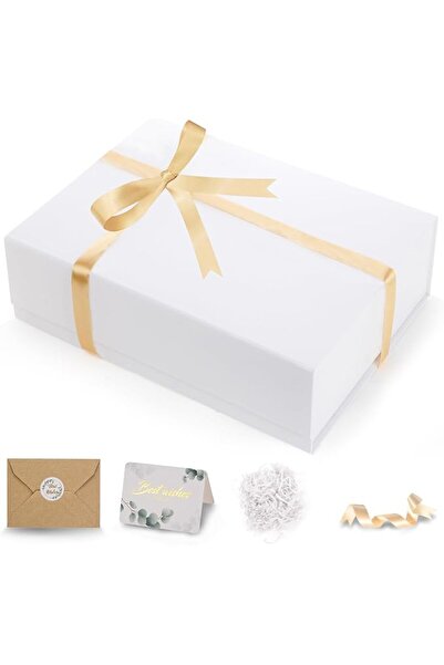 GENERAL DUOTAN Large Glossy White Gift Box with Magnetic Lid, Includes Ribbon...