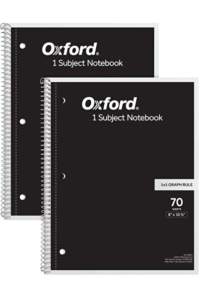 Oxford Spiral Notebook 2 Pack, 1 Subject School Pads, 3-Hole Punch, 5 x 5 Inc...