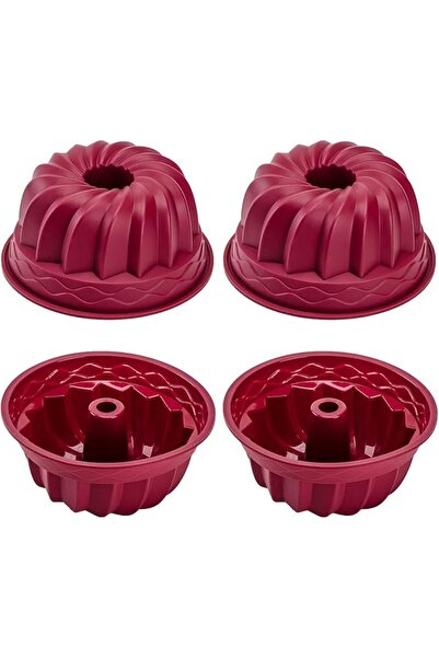 SYOSI 4 Pack 4 Inch Fluted Tube Silicone Cake Pans, Non-Stick BPA-Free Silico...