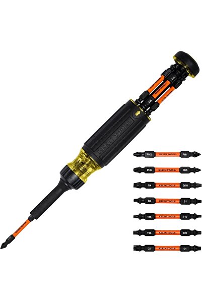Klein Tools 15-in-1 Ratcheting Impact-Rated Multi-Bit Torsion Zone Screwdriver