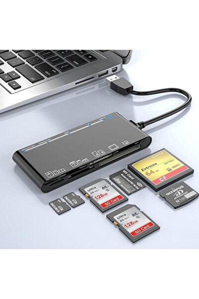 Generic قارئ/كاتب بطاقات ذاكرة USB 3.0 لبطاقات CF وxD وSD وMicro SD وMS، مع ك...