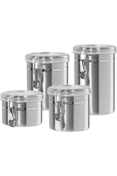 GENERAL Set of 4 Stainless Steel Canisters, Airtight Food Storage Canister Se...