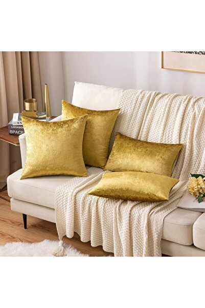 Fagurele Auriu 2x Fata de perna decorativa 50x50 CATIFEA AURIE - Miulee