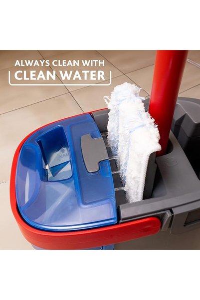 Vileda Silimo Vileda H2Pro Flat Mop System with Dual‑Tank Clean/Dirty Water Separation, One‑Hand Operation & 360°