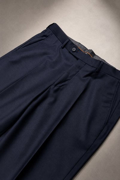 İgs Navy Blue Regular Fit Comfortable Fit 86% Cotton Trousers