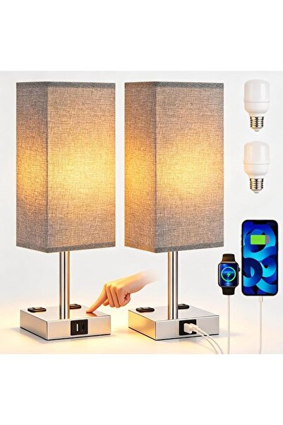 GENERAL مصابيح ABUDA 2 Touch بجانب السرير مع منافذ USB A+C ومخرجين للتيار الم...