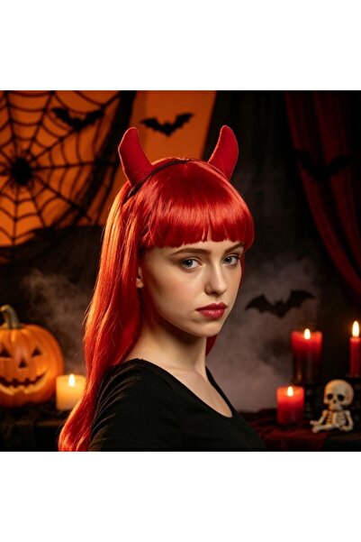 PARTY GO Perucă roșie cu coarne de diavol produs Halloween 1 bucată, greutate...