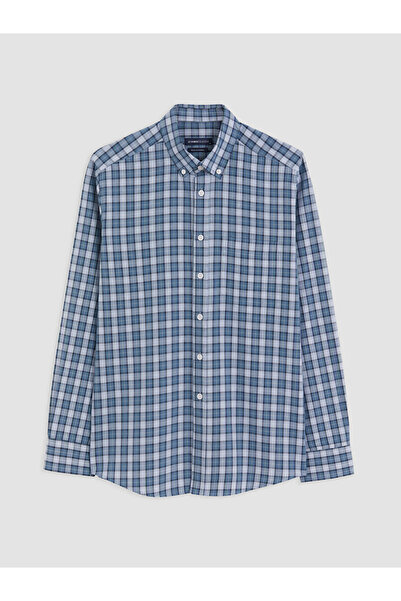 LC Waikiki Vizyon New Season Blue Regular Fit Plaid Men's Shirt