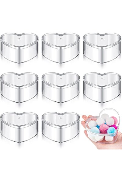 SYOSI 8 Pieces Clear Acrylic Plastic Heart Jewelry Box Mini Storage Box Mini ...