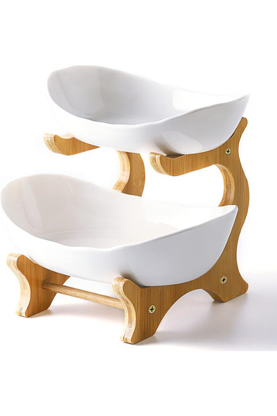 Generic Brand Suport pentru fructe cu două niveluri și tavă, din plastic alim...
