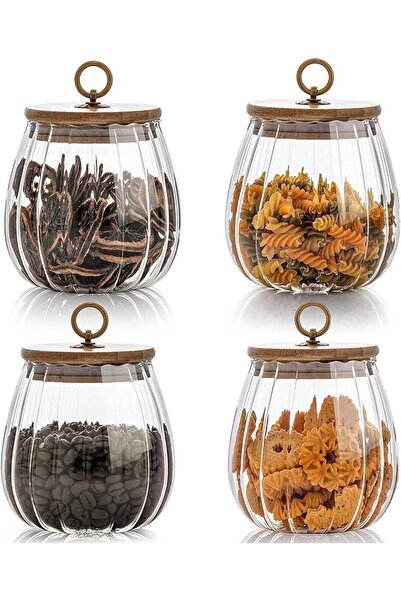 GENERAL Glass Coffee Nuts Canister Airtight Storage Jar Petal Decorative Cont...