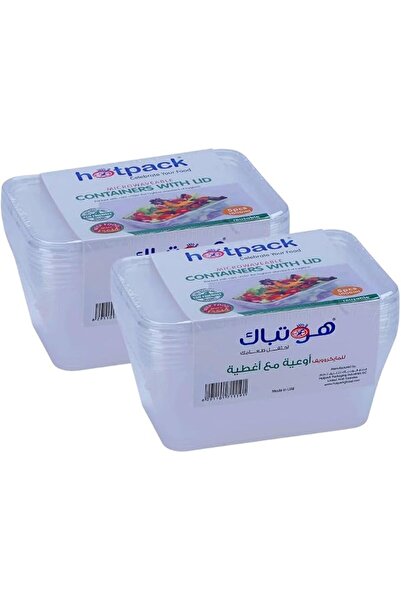 Hotpack حاوية مستطيلة قابلة للاستخدام في الميكروويف سعة 1000 مل، عبوة من 5 قط...