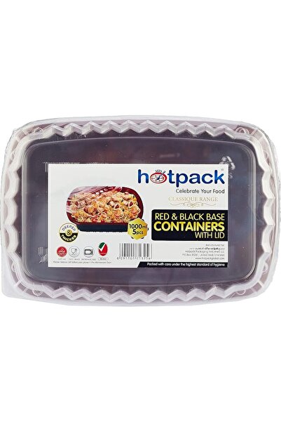 Hotpack Red & Black Base Meal Prep Container 1000 mlWith Lids 5 Pieces ' 5 Units