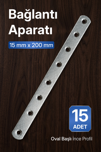Badem10 (15 Adet) Oval Başlı Metal Bağlantı Aparatı 20 cm x 1,5 cm Düz Bağlan...