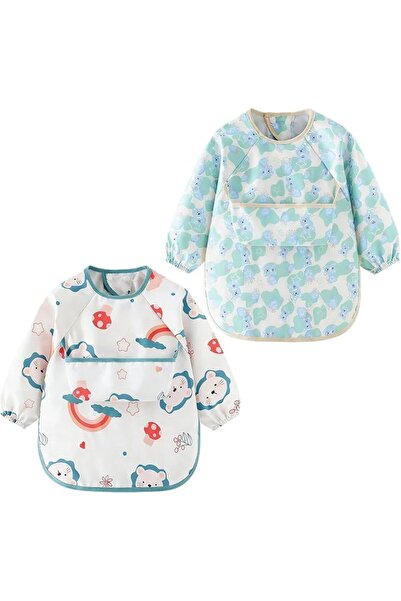 Generic Long Sleeves Baby Bibs,Waterproof Weaning Bib,Elastic Adjustable Cuff...