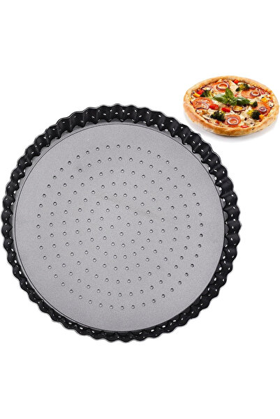Generic Brand Tavă pizza perforată, formă copt multifuncțională, oțel carbon,...