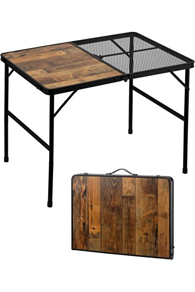 Lawazim Folding Picnic Table With Adjustable Height - 90x60cm - Dual Surface ...