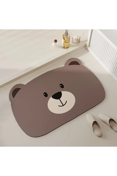 Sevimli Hayvan Desenli Banyo Paspası 40x60 cm – Su Emici, Kaymaz Tabanlı Yumuşak Paspas
