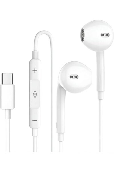 GENERAL سماعات أذن USB C سلكية مع ميكروفون وتحكم في مستوى الصوت، سماعات رأس م...