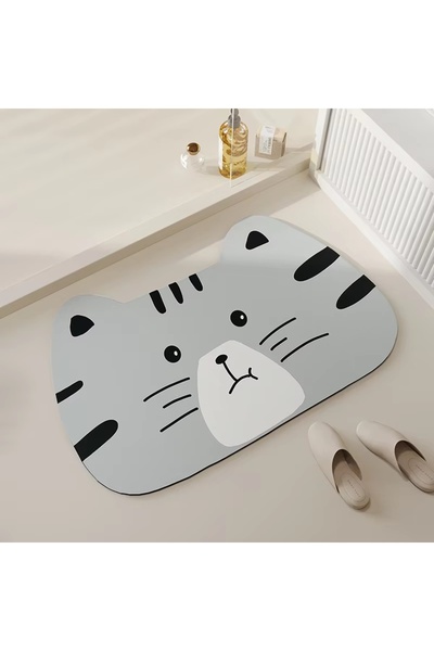 Sevimli Hayvan Desenli Banyo Paspası 40x60 cm – Su Emici, Kaymaz Tabanlı Yumuşak Paspas