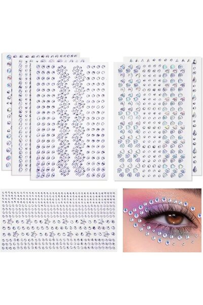 SYOSI 1642Pcs Self-Adhesive Face & Hair Gems, 6 Styles Rhinestones for Makeup...