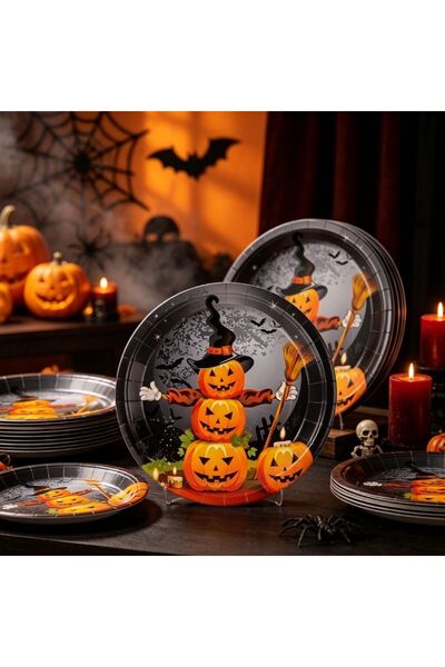 PARTY GO Halloween product, party paper plates 8 pieces, diameter 18 cm (7 in...
