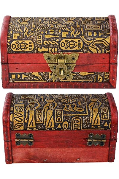 KASTWAVE Vintage Treasure Chest Jewelry Box, Wood and Leather Storage Case wi...
