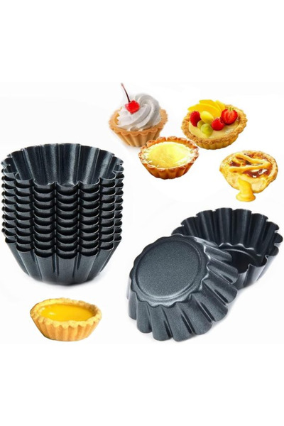 Generic Brand Set 12 forme mini omletă, forme quiche, formă tort, diametru 6,...