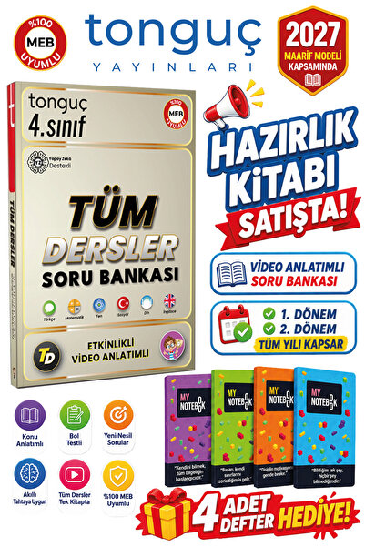 Tonguç Yayınları 4. Sınıf Tüm Dersler + Fijital Kitap Soru Bankası Tamamı Yen...