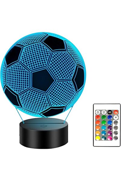 Tazweeq Soccer Ball 3D Illusion Night Light, 16 Colors Change Remote Control ...