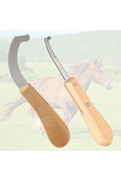 NIUBI Double Edged Hoof Knife and Bot Egg Knife Set, Stainless Steel Blade wi...