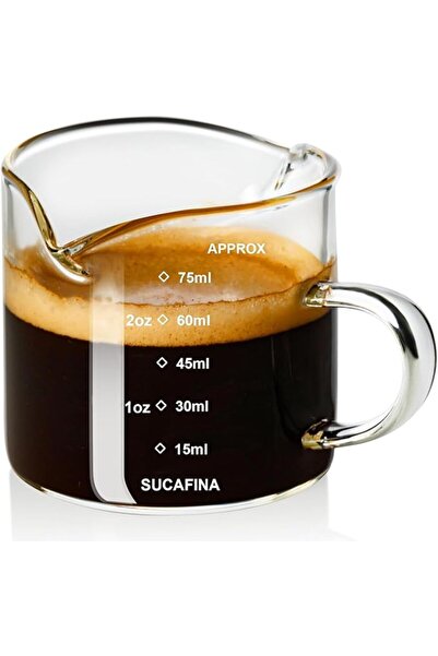 Lonimia Glass Measuring Cups, 2 Pcs 75ML/ 2.5OZ Espresso Cups with Glass Hand...