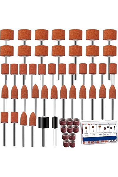 Generic 64 قطعة من رؤوس الصنفرة وأسطوانات الصنفرة للأدوات الدوارة مع صندوق، أ...
