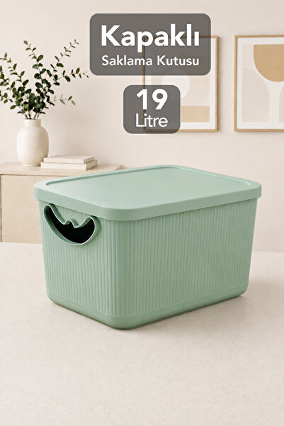Meleni Home 19Lt Storage Box with Lid - Multi-Purpose Closet Organizer Basket...
